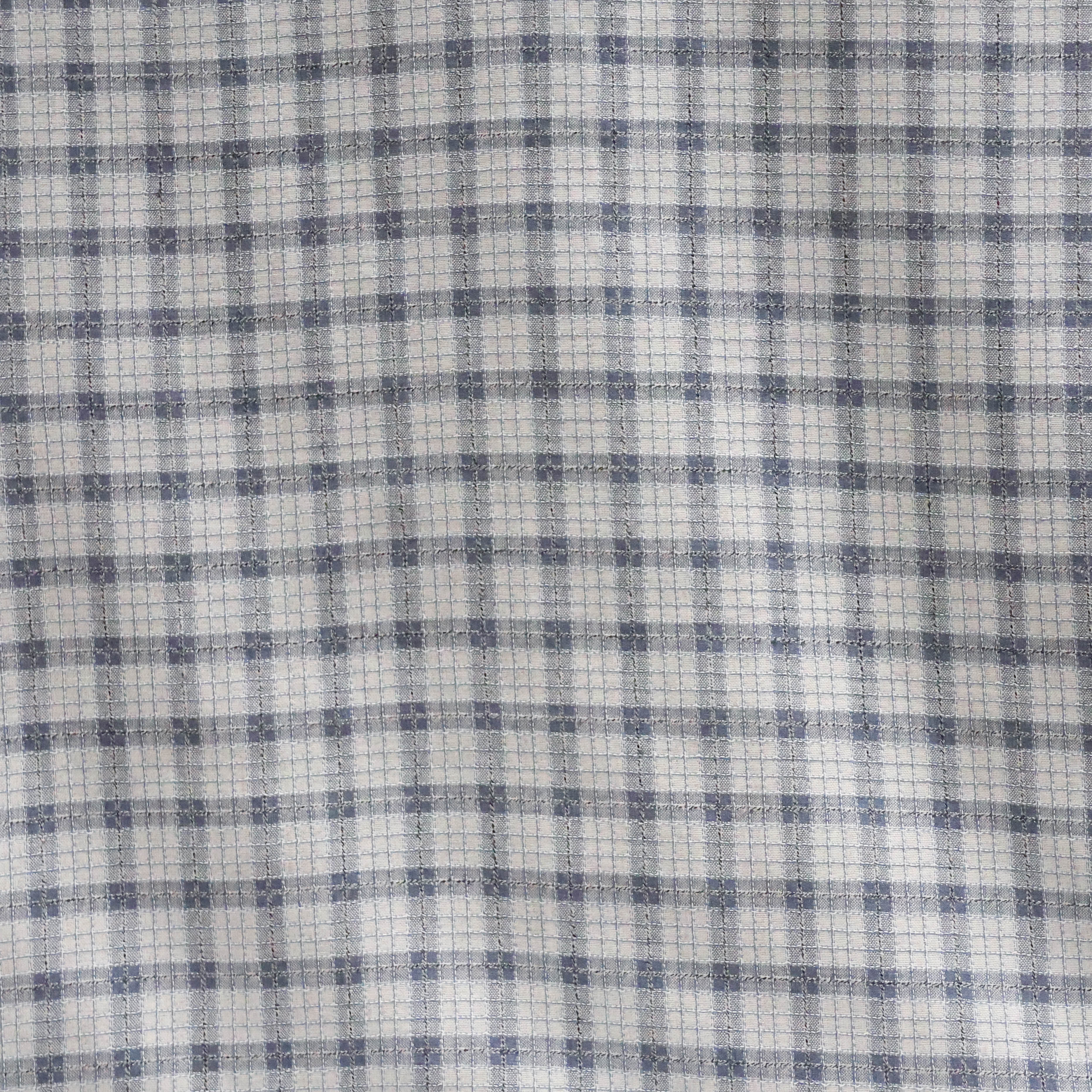 Viscosemengeling blauw grijs met ruitenpatroon